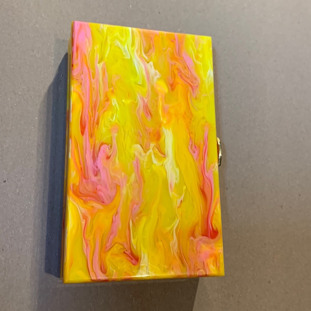 Marble Hot Orange Shoulder Purse With Chain